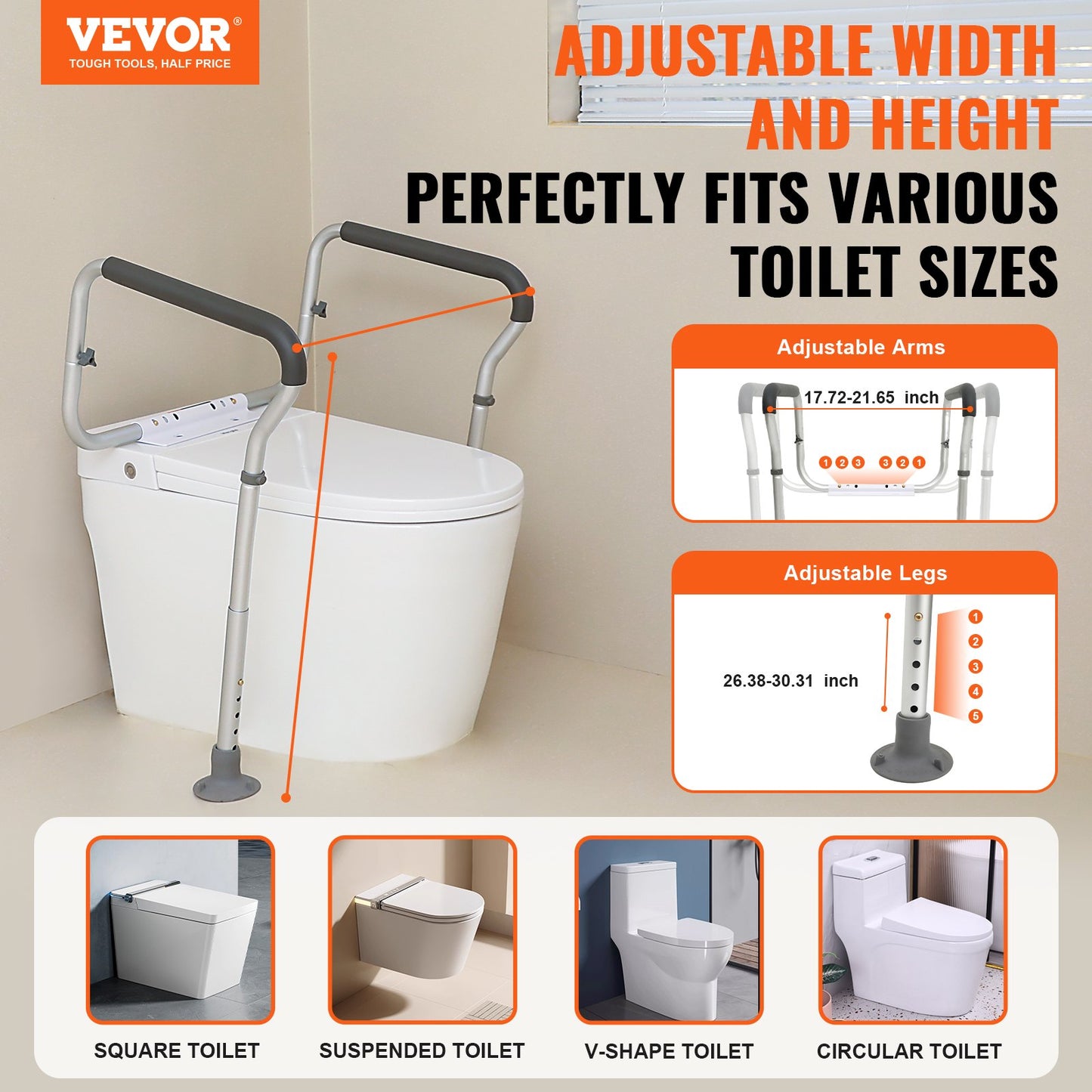Adjustable Toilet Safety Rail