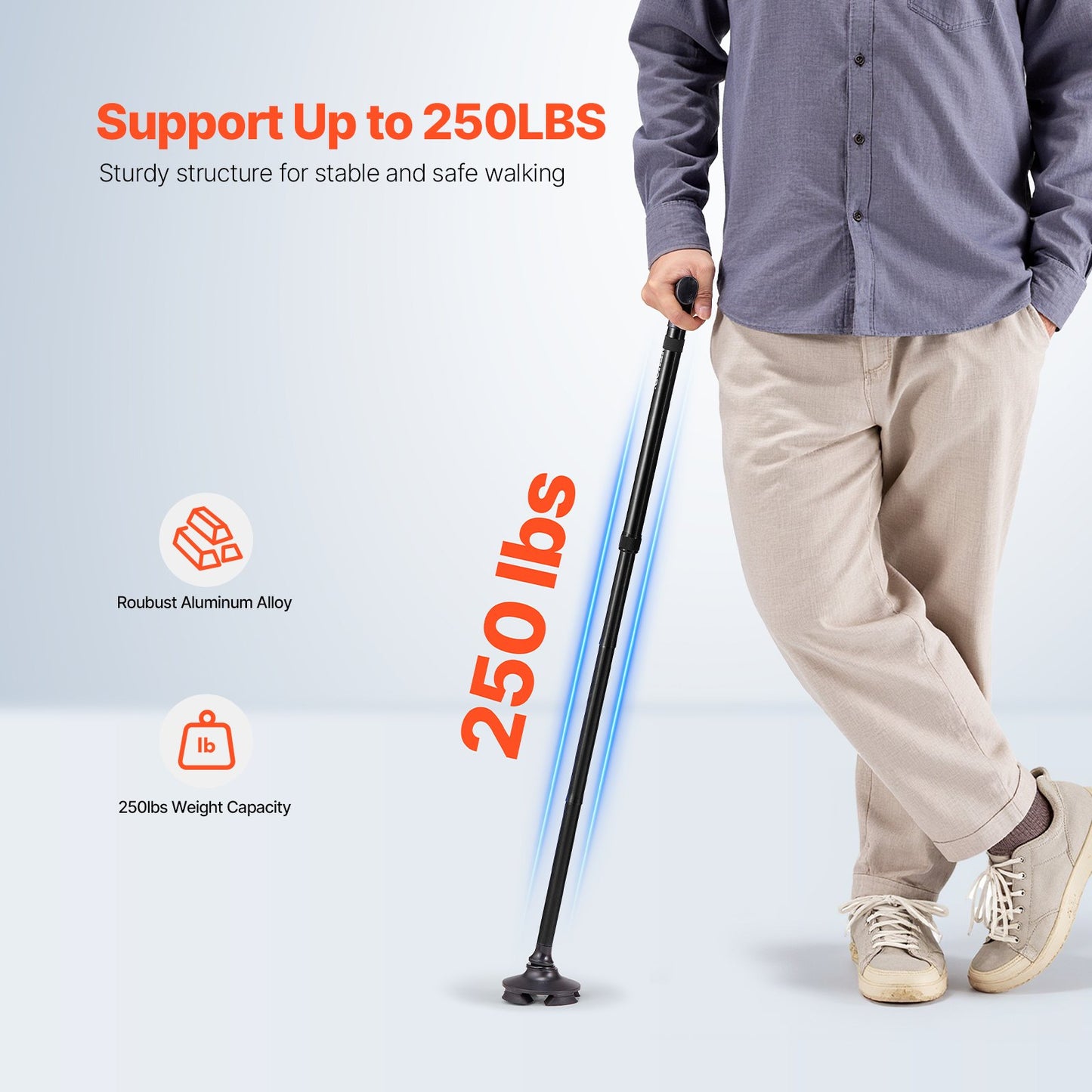 Adjustable Lightweight Aluminum Walking Cane
